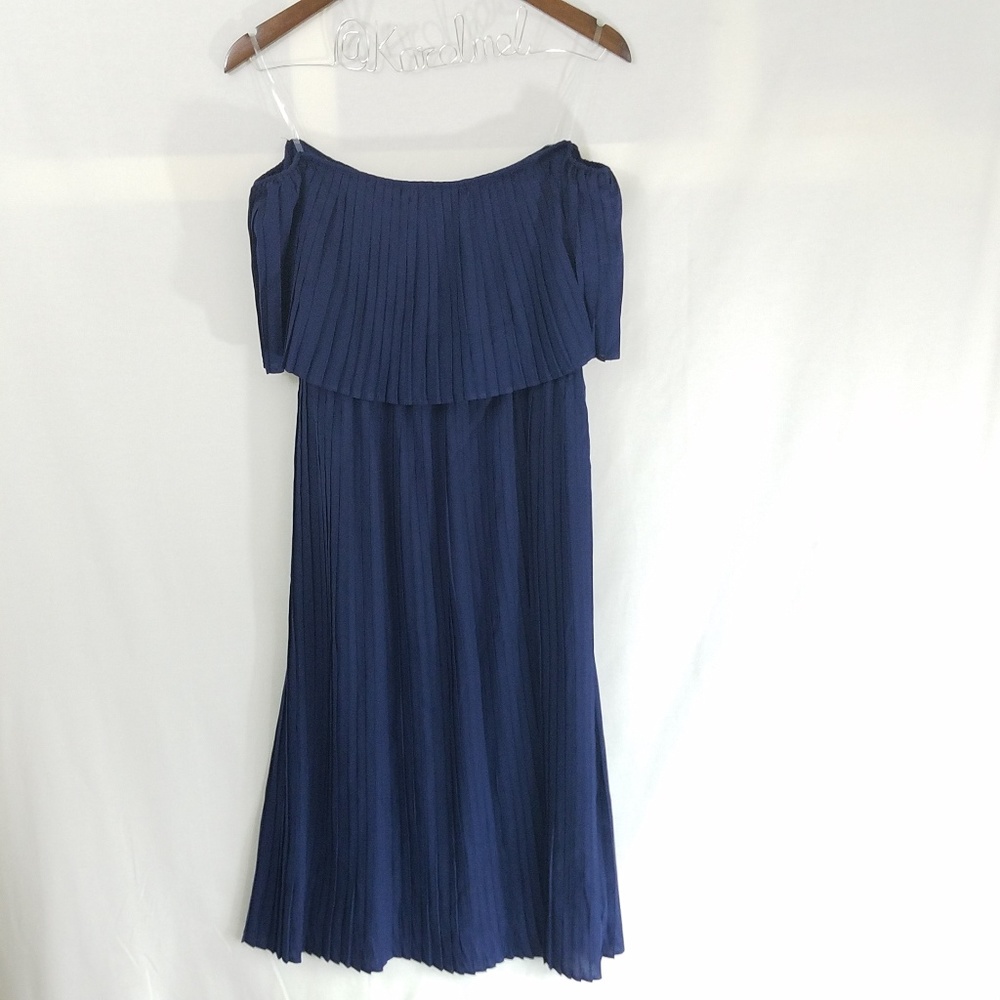 Just Me Womens Blue Size M Pleated Maxi Dress